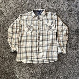 Grey brown and white heavy flannel / lightweight shirt jacket